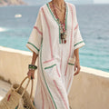 Apolline™ | Sand and Coral Caftan Dress