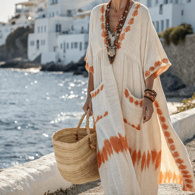 Faustine™ | Naxos Ochre Caftan Dress