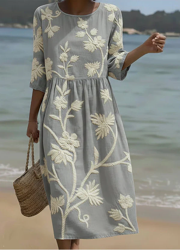 Ashley™ | Plant & Flower Print Midi Dress