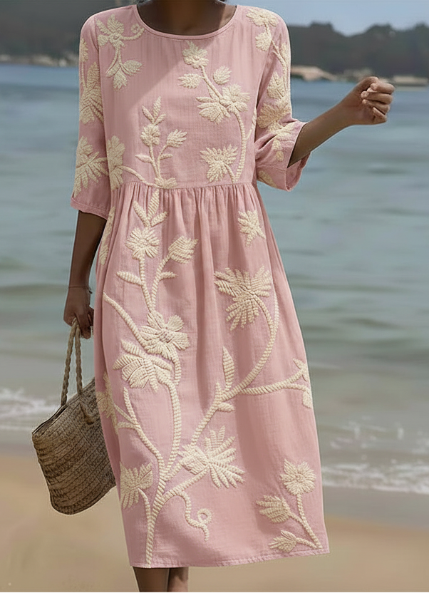 Phoebe™ | Plant & Flower Print Midi Dress