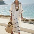 Victoire™ | Elegant Black Stripe Caftan Dress