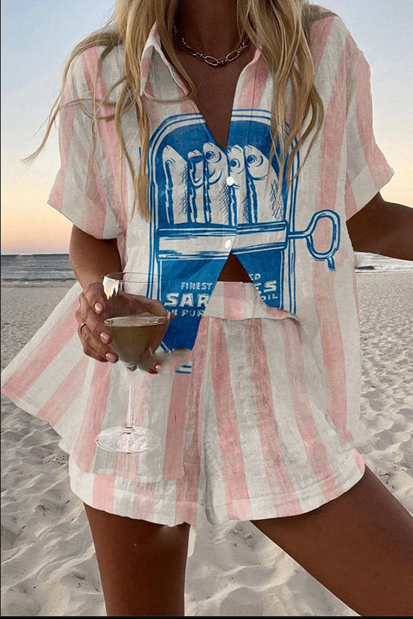 Silava™ | Sardine Print Linen Short Set