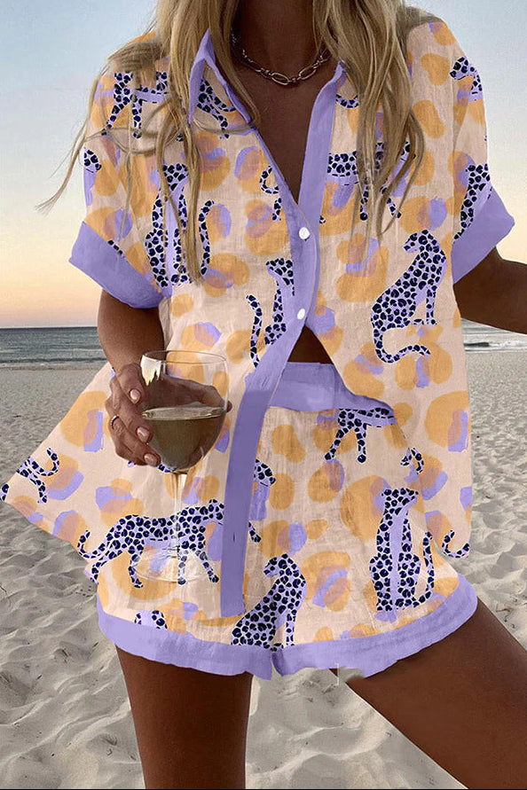 Reolia™ | Leopard Print Linen Short Set