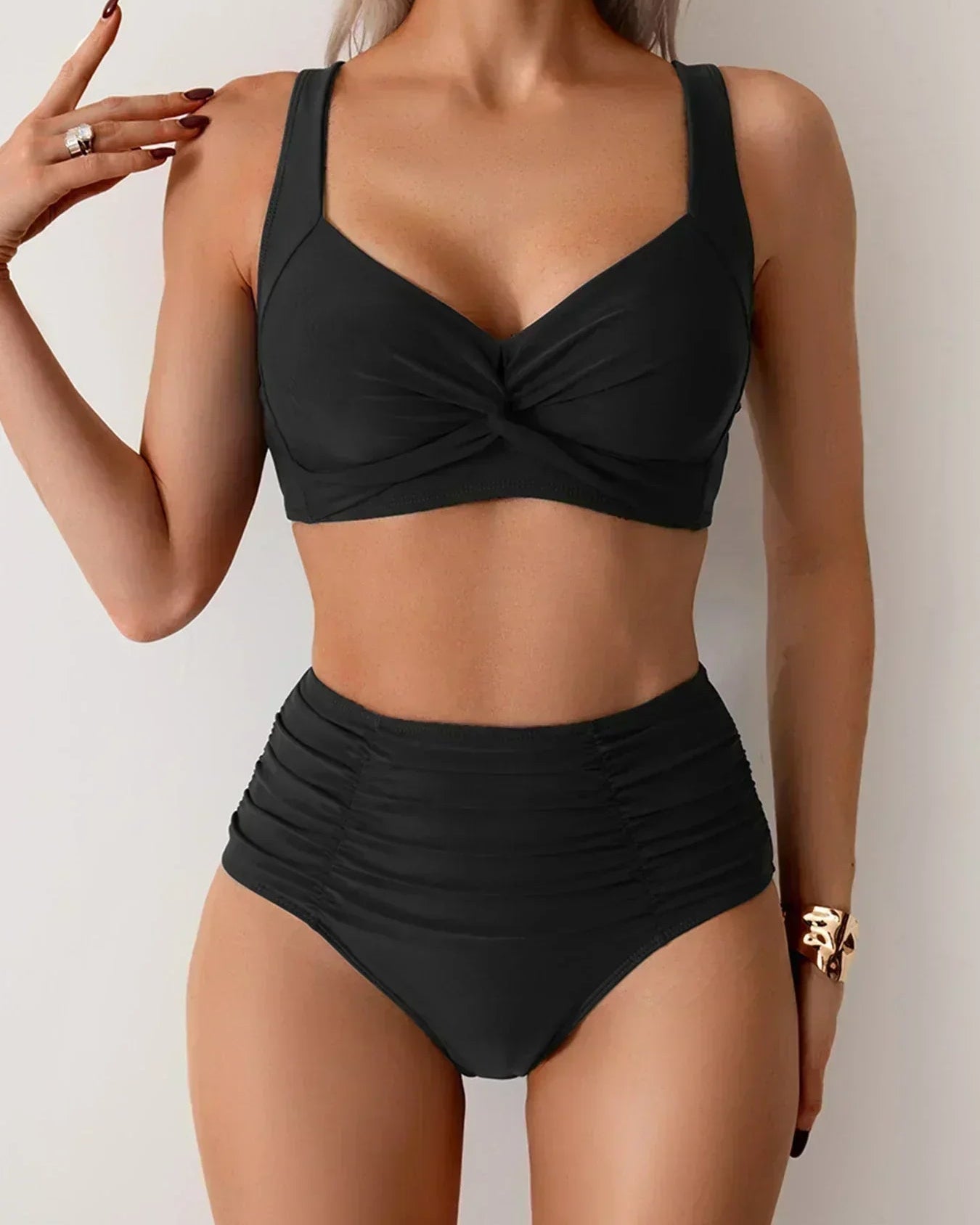 Salène™ | Bandeau Bikini with Gathered Fabric