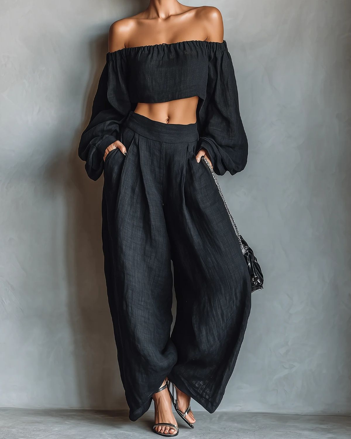 Tess™ | Off-Shoulder Set with Wide-Leg Trousers