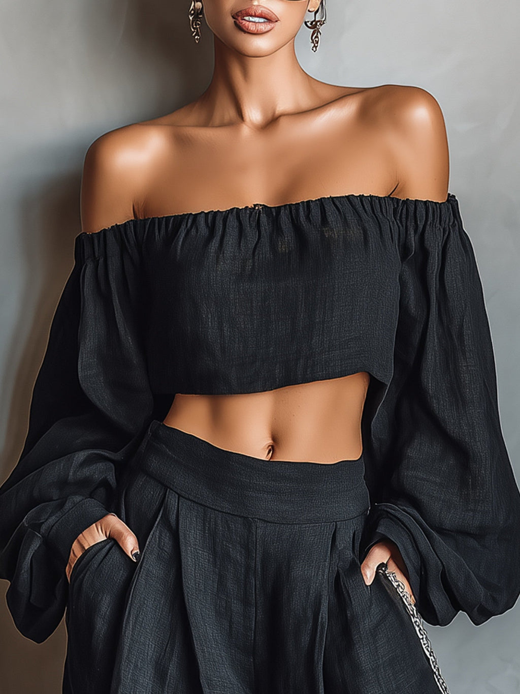 Tess™ | Off-Shoulder Set with Wide-Leg Trousers