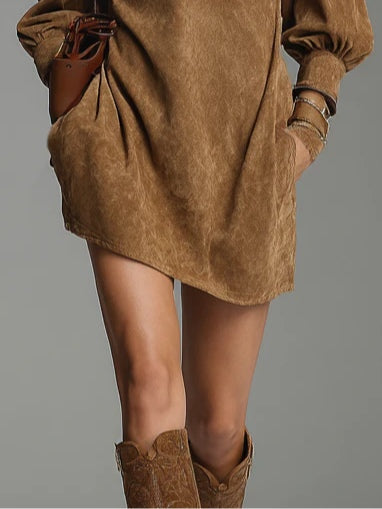 Lucienne™ | Relaxed Suede Dress with Zip