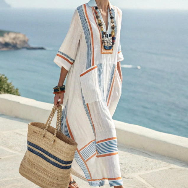 Solange™ | Blue Cape and Amber Caftan Dress