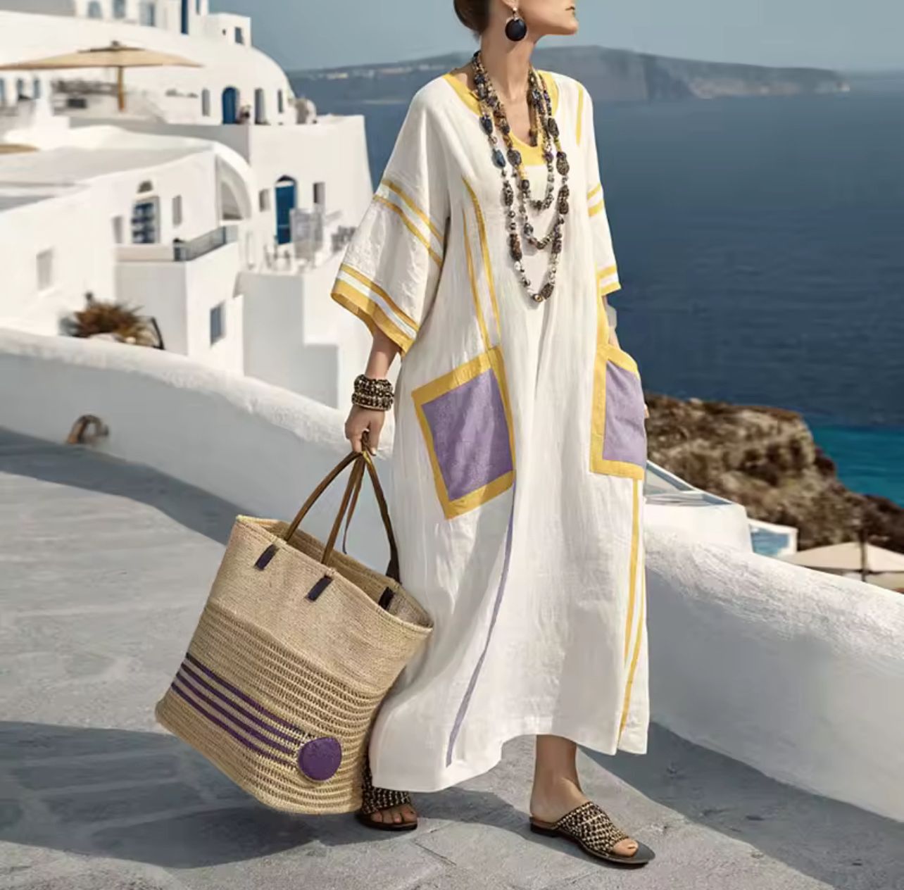 Mila™ | Lavender Pocket Caftan Dress